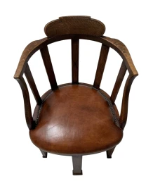 Art Deco Captain"s Chair or Armchair with Leather Seat, 1930s